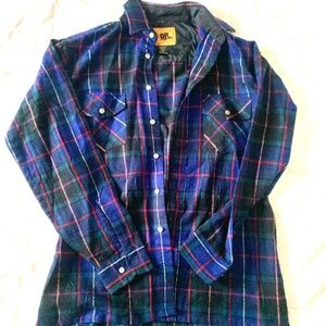 Men's Outback Vintage 100% Cotton Casual Blue and Red Button Down Shirt medium